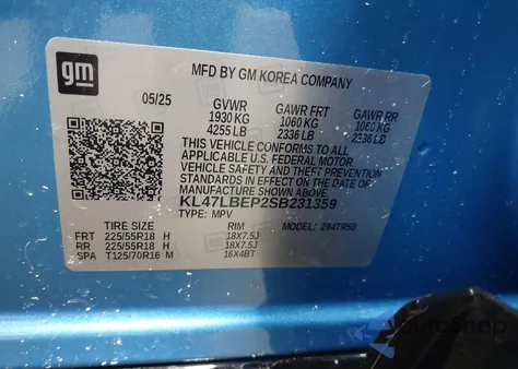 2025 Buick Envista Sport Touring Fwd from USA, damaged, VIN KL47LBEP2SB231359